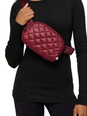 Lole Quilted Burgundy Mini Crossbody Belt Bag